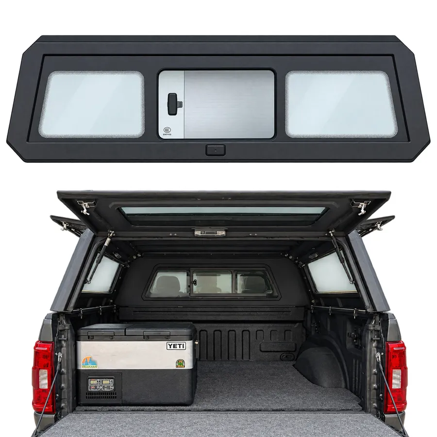 Sliding front window inside camper top